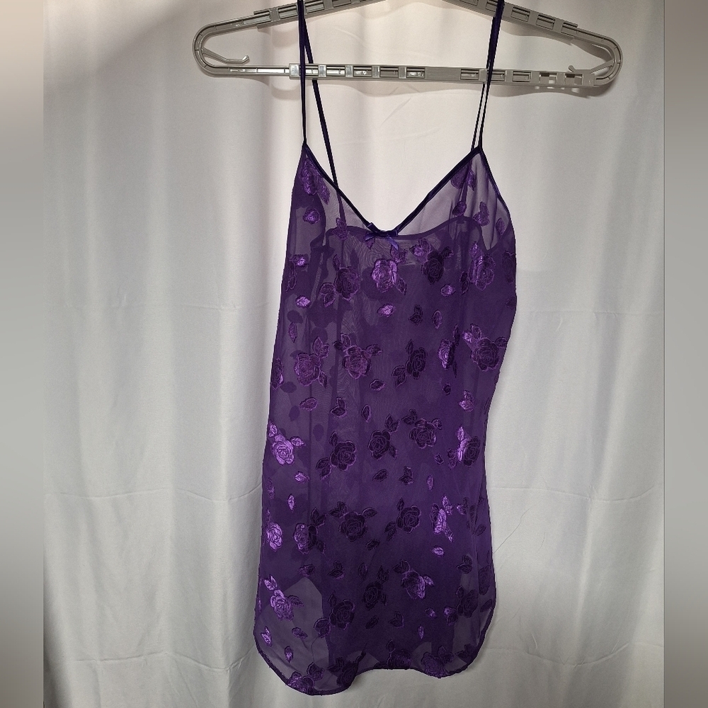 Purple Floral Sheer Women's Nightgown